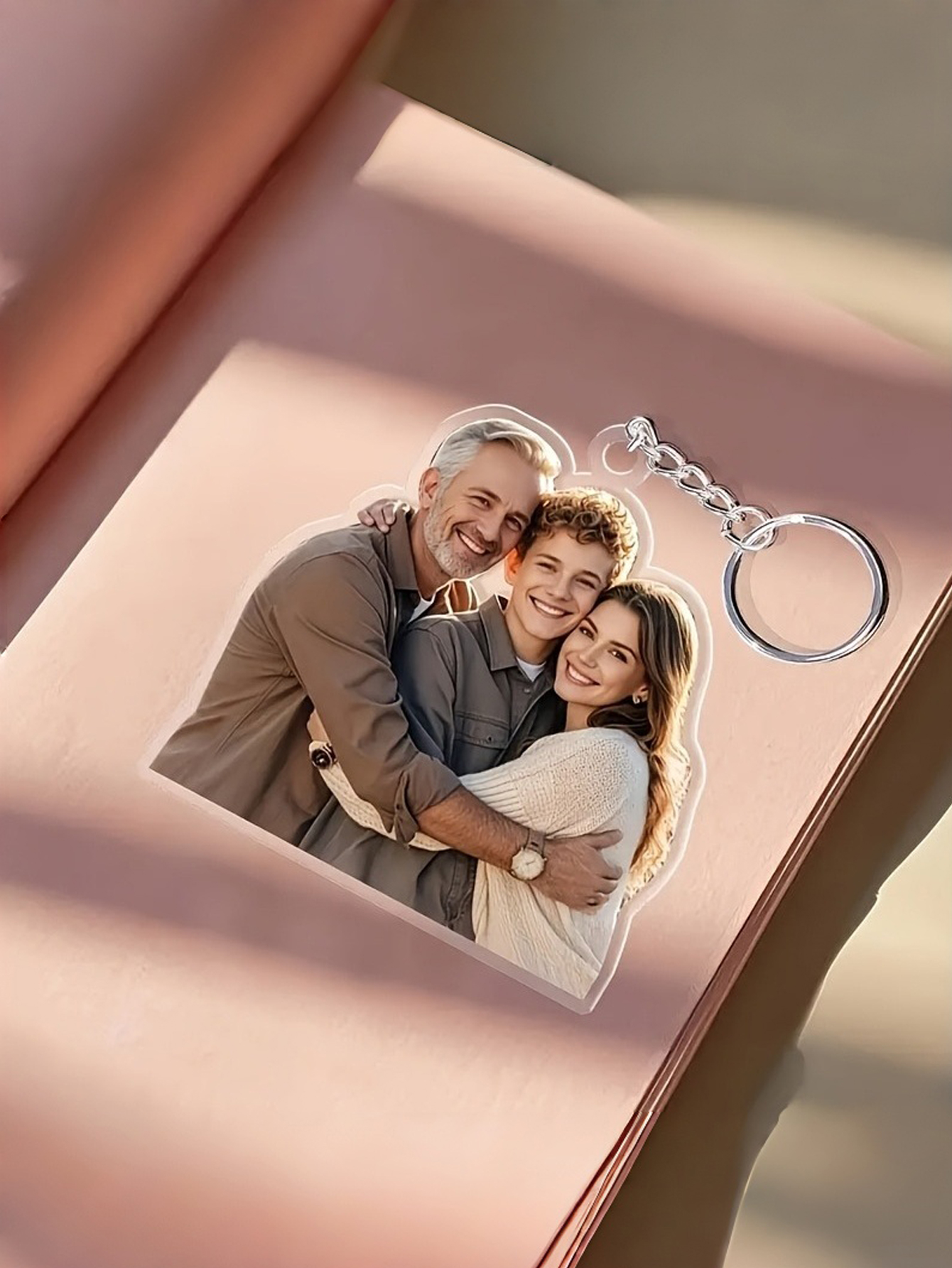 Custom Couple Photo Keychains, Personalized Acrylic Picture Key Pendants